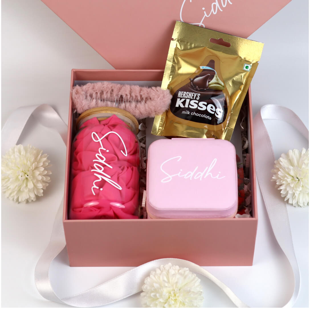 Premium Pink Gift Hamper with Name – Perfect for Her