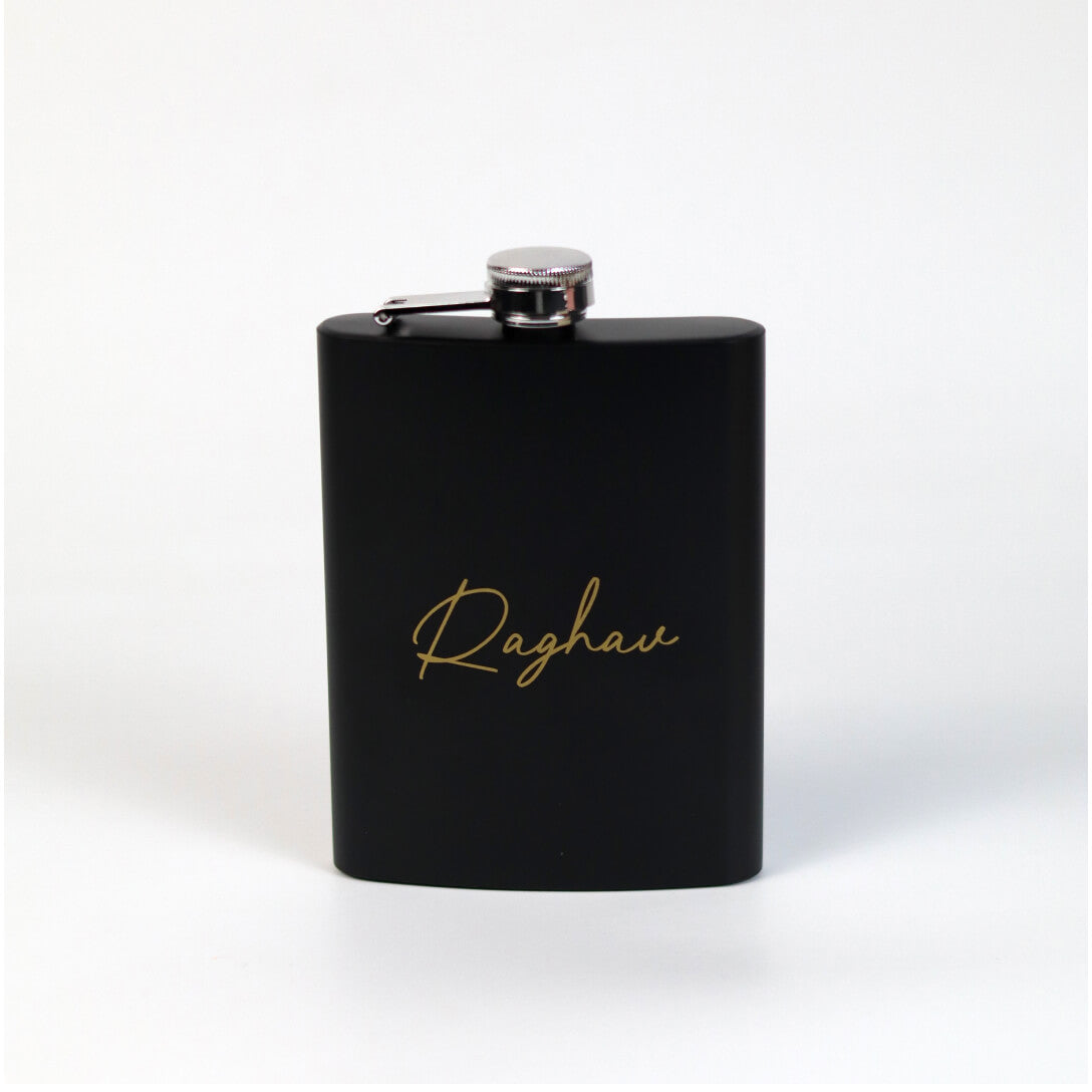 Personalised Black Stainless Steel Hip Flask