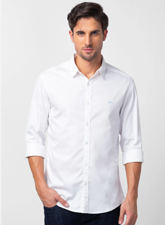 Men Solid White Shirt