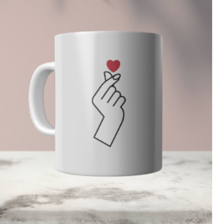 White Korean Heart Mug