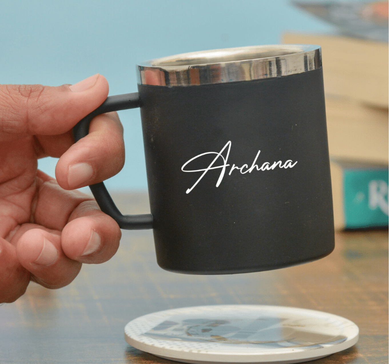 Personalised Black Insulated Coffee Mug